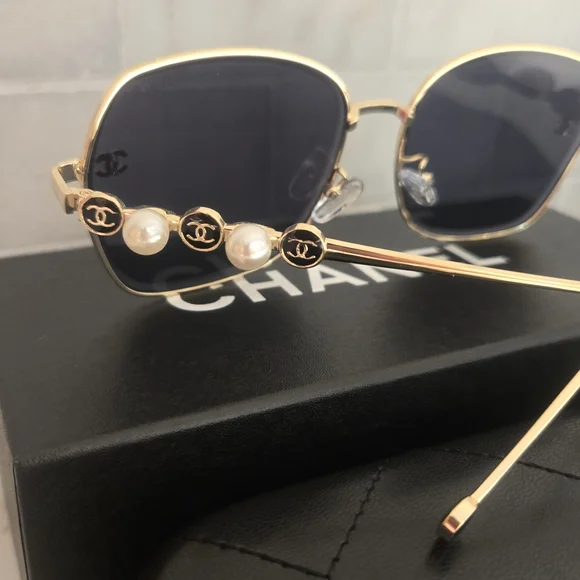 Chanel Gold and Black Sunglasses - Picture 2 of 9